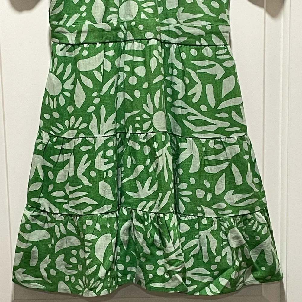 Chelsea & Violet Girls Sz 16 Green Abstract Floral Puff Sleeve Boho Casual Dress